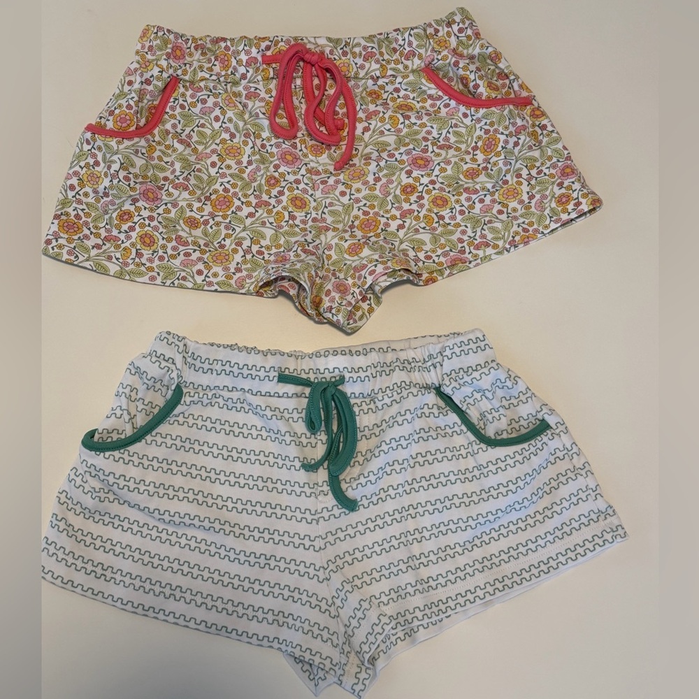 bella bliss Two-Pack orange Floral & green Striped Lounge Shorts - Pink & Green
